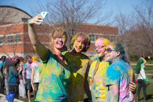 HOLI 2016 four students posing for selfie